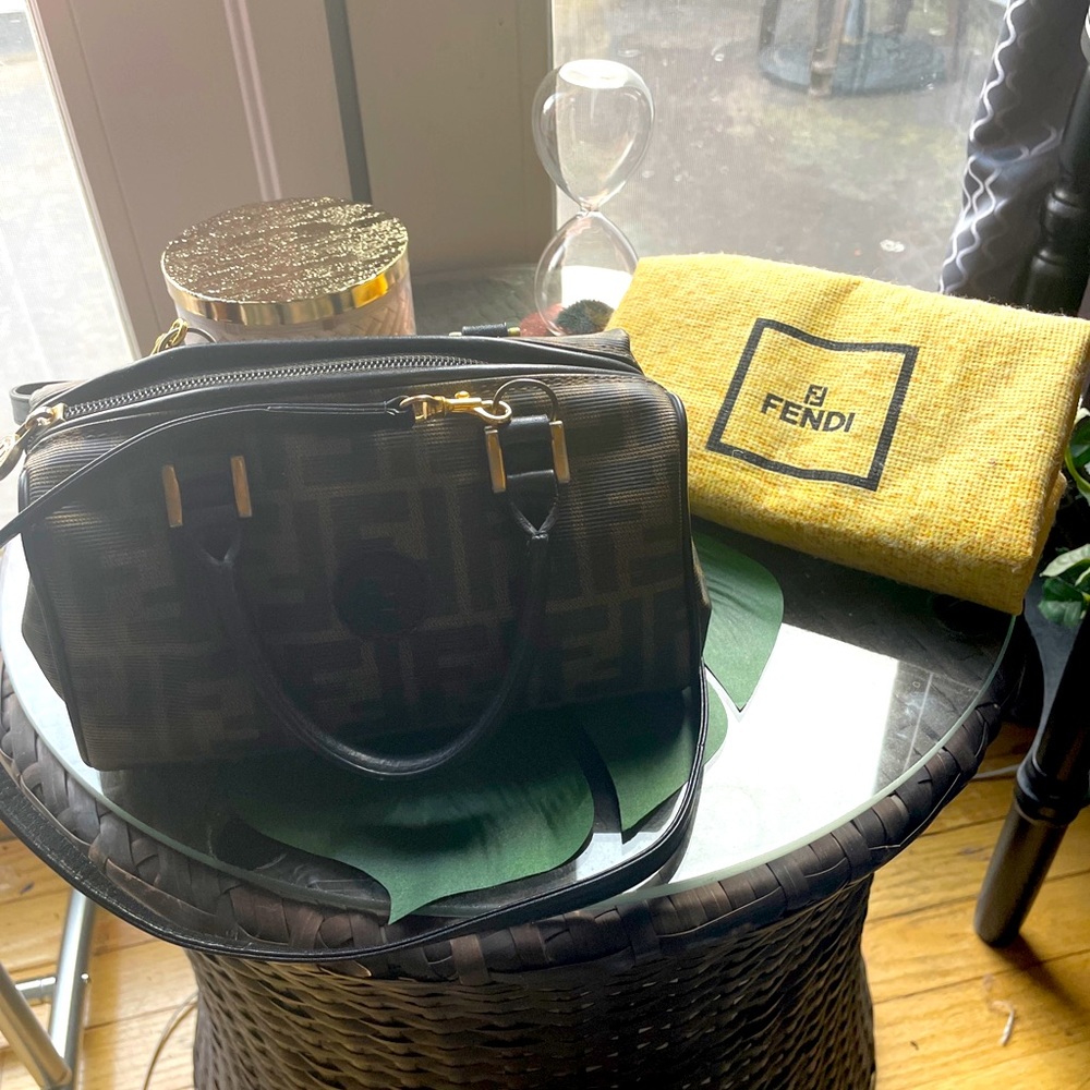 SOLD Fendi Vintage Convertible Boston Bag Coated Canvas Mini Black